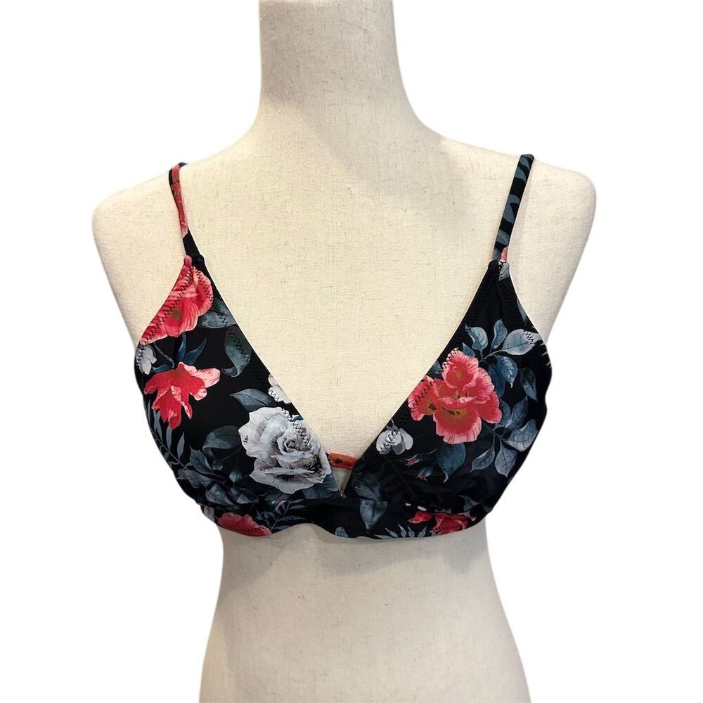 Women's Floral Triangle Bikini Top Multicolor‎ Size M
